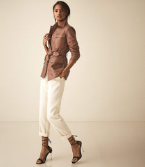 LEATHER BELTED JACKET