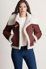 Asymmetric Sheepskin Bomber Jacket