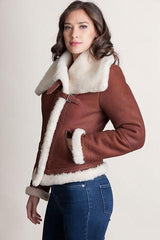 Asymmetric Sheepskin Bomber Jacket