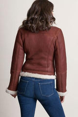 Asymmetric Sheepskin Bomber Jacket