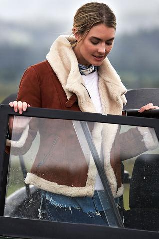 Asymmetric Sheepskin Bomber Jacket