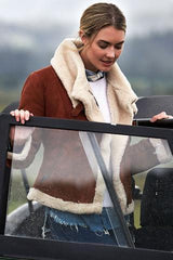 Asymmetric Sheepskin Bomber Jacket