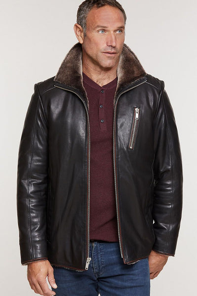 Leo Italian Lambskin Leather Jacket with Shearling Lining