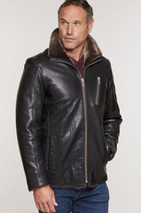 Leo Italian Lambskin Leather Jacket with Shearling Lining