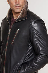 Leo Italian Lambskin Leather Jacket with Shearling Lining