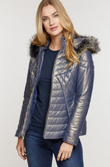 Stella Lambskin Leather Jacket with Raccoon Fur Trim and Detachable Hood