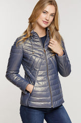 Stella Lambskin Leather Jacket with Raccoon Fur Trim and Detachable Hood