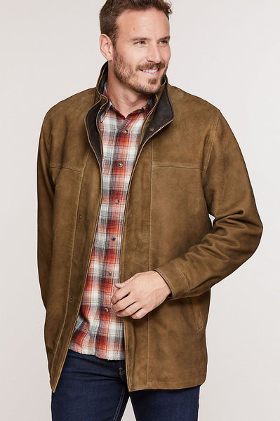 Corbin Goatskin Suede Leather Coat with Removable Quilted Lining