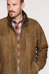 Corbin Goatskin Suede Leather Coat with Removable Quilted Lining