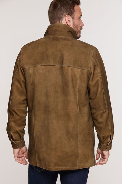 Corbin Goatskin Suede Leather Coat with Removable Quilted Lining