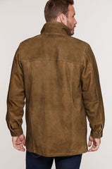 Corbin Goatskin Suede Leather Coat with Removable Quilted Lining