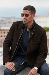 Steven Goatskin Suede Leather Blazer Jacket