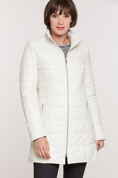 Maria Lambskin Leather Coat with Raccoon Fur Trim and Detachable Hood