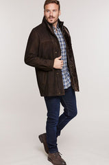 Corbin Goatskin Suede Leather Coat with Removable Shearling Lining