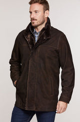 Corbin Goatskin Suede Leather Coat with Removable Shearling Lining