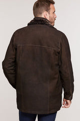 Corbin Goatskin Suede Leather Coat with Removable Shearling Lining