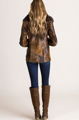 Calfskin Leather Jacket with Detachable Fox Fur Collar