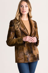 Calfskin Leather Jacket with Detachable Fox Fur Collar