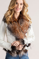 Celestine Lambskin Leather Moto Jacket with Fox Fur Trim
