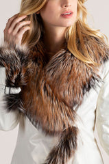 Celestine Lambskin Leather Moto Jacket with Fox Fur Trim
