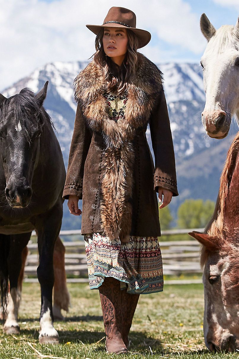 Felicity Distressed Lambskin Leather Coat with Raccoon Fur Collar