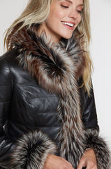 Grace Reversible Astrakhan Lamb Fur and Leather Coat with Fox Fur Trim