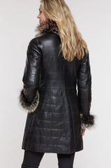 Grace Reversible Astrakhan Lamb Fur and Leather Coat with Fox Fur Trim