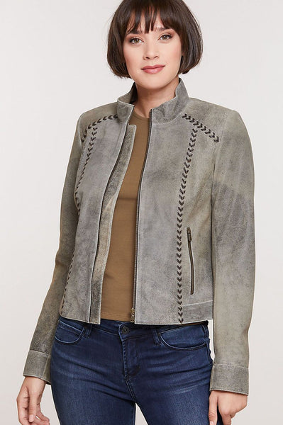 Tabitha Distressed Lambskin Leather Jacket