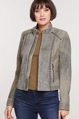 Tabitha Distressed Lambskin Leather Jacket
