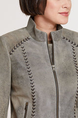 Tabitha Distressed Lambskin Leather Jacket