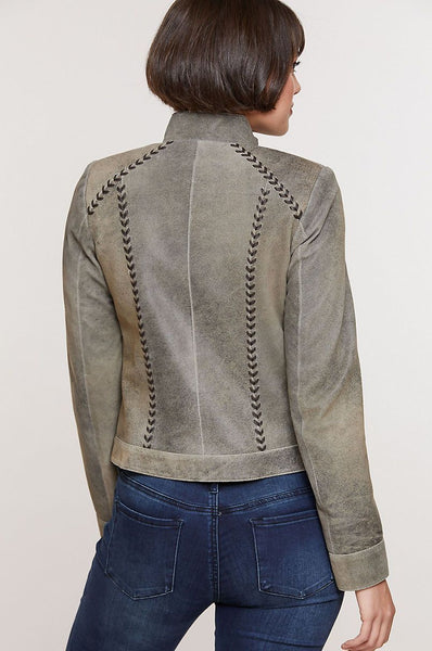 Tabitha Distressed Lambskin Leather Jacket