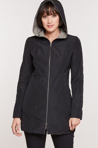 Rowena Reversible Lambskin Leather Coat with Detachable Hood