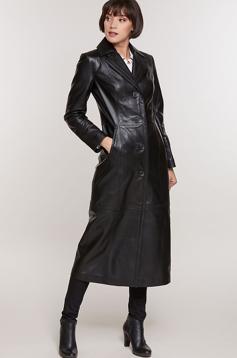 Hazel Full-Length Italian Lambskin Leather Coat