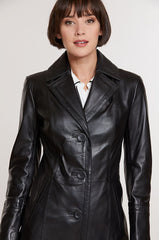 Hazel Full-Length Italian Lambskin Leather Coat
