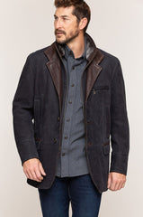 Carlsbad Calfskin Leather Blazer with Shearling Collar