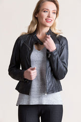 Sandy Lambskin Leather Moto Jacket