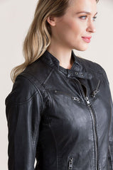 Sandy Lambskin Leather Moto Jacket