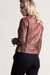 Sandy Lambskin Leather Moto Jacket