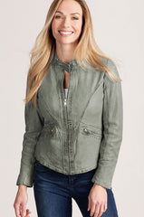 Madison Washed Lambskin Leather Moto Jacket