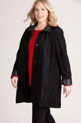 Sophie Lambskin Suede Leather Swing Coat