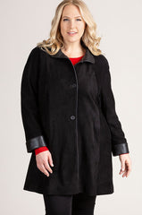 Sophie Lambskin Suede Leather Swing Coat