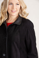 Sophie Lambskin Suede Leather Swing Coat