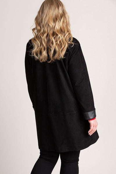 Sophie Lambskin Suede Leather Swing Coat