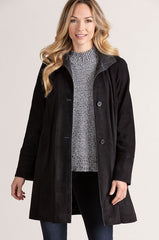 Sophie Lambskin Suede Leather Swing Coat