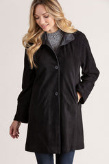 Sophie Lambskin Suede Leather Swing Coat