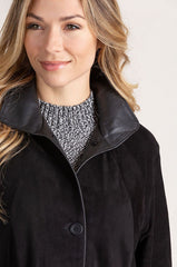 Sophie Lambskin Suede Leather Swing Coat