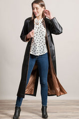 Vickie Full-Length Lambskin Leather Coat