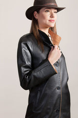 Vickie Full-Length Lambskin Leather Coat
