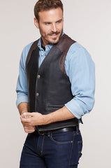 Garrison Bison Leather Vest with Concealed Carry Pockets