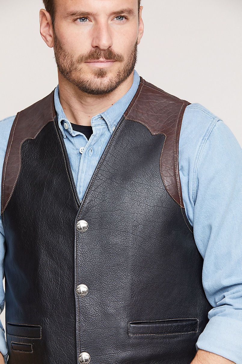 Garrison Bison Leather Vest with Concealed Carry Pockets
